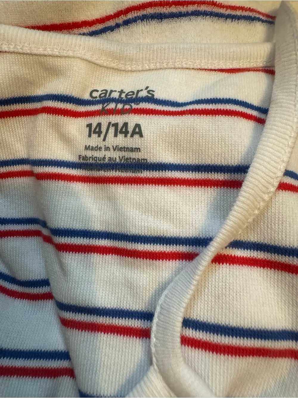 Carter's White Terry Romper with Red and Navy Stripes